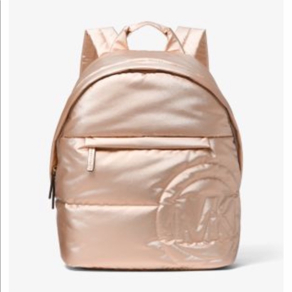 Michael Kors Rae Medium Quilted Patent Backpack - Rose Gold